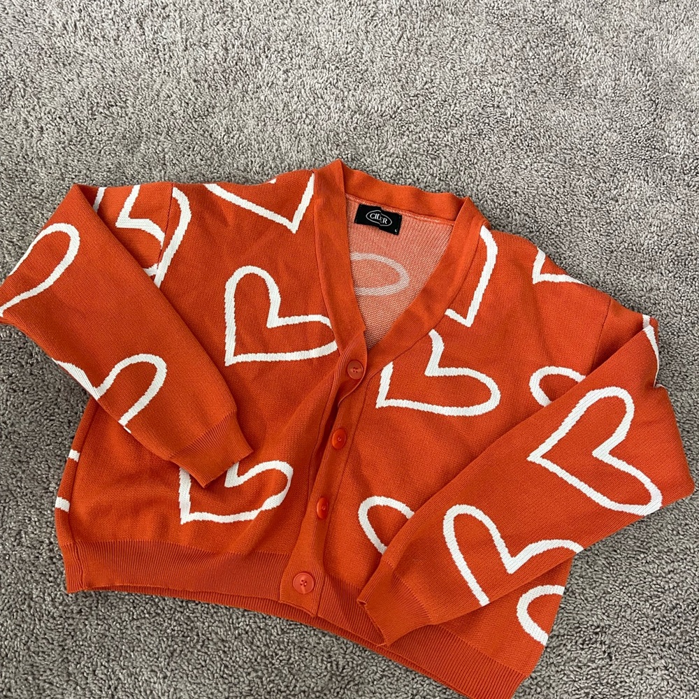 Cider orange hearts sweater